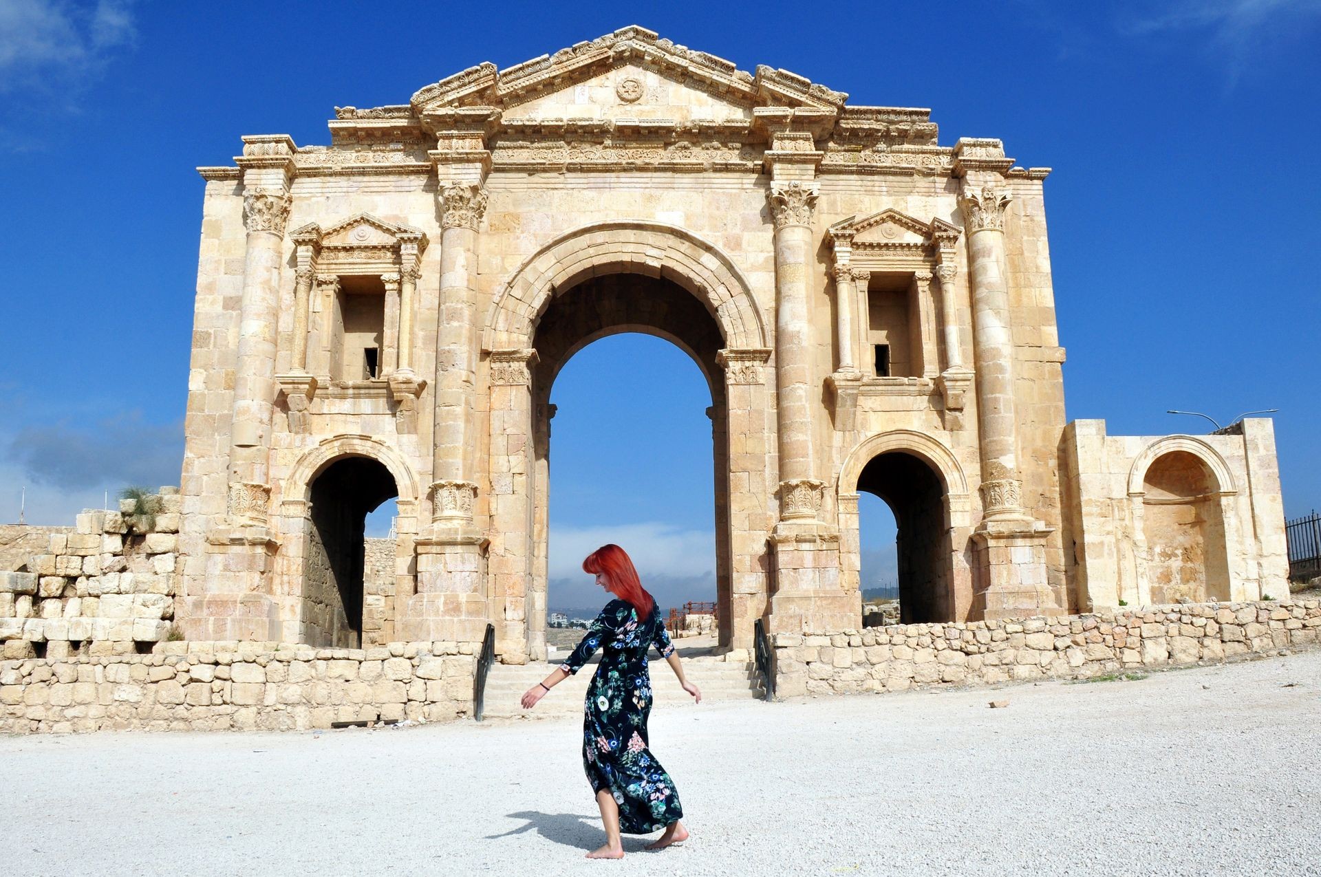 Girl in ancient Jerash city in Jordan Girl in ancient Jerash city in Jordan